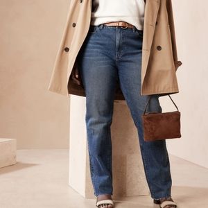 Banana Republic Curvy Slouch Jean's dark wash womens sz 4 sz 27 frayed cuff